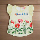 Girl Yellow Crepe Printed Embellished Shirt